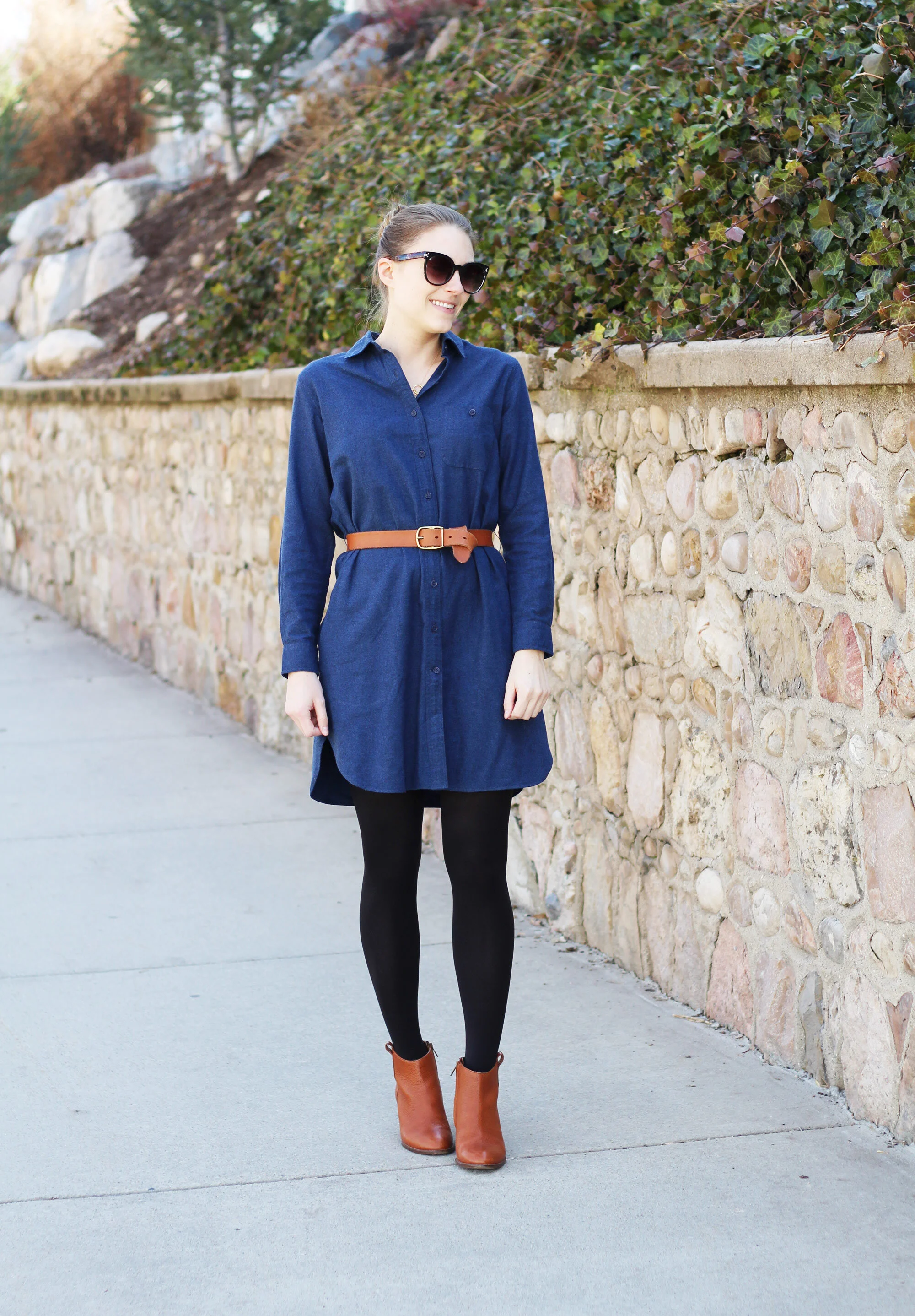 T shirt top dress with flannel